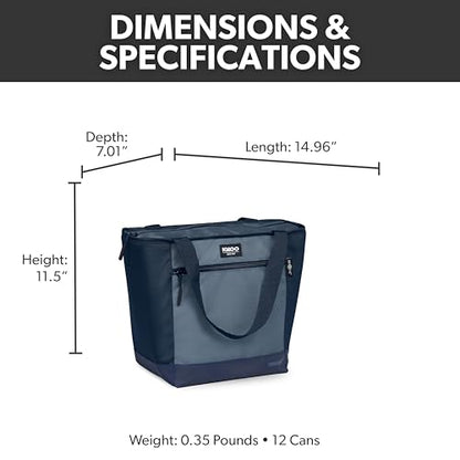 Igloo MaxCold Soft Coolers, Insulated Soft Sided Cooler Bag, Foldable Reusable & Leak Proof Food Grocery Bag, Portable Travel Cooler