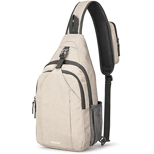 G4Free Sling Bag for Men and Women, RFID Blocking Crossbody Bag, Lightweight Sling Backpack for Travel, Hiking, Walking and Daily Use - color: Ivory/Tan