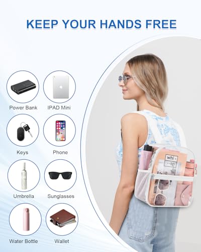 Clear Backpack for Stadium Events, 12x12x6 Small Clear Plastic bag with Reinforced Straps for Game Security Festival Concert - color: White