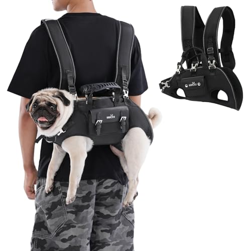 Wakytu Dog Backpack Carrier for Dogs,Dog Lift Harness,Adjustable Padded Breathable Straps for Dogs, Disabled, Joint Injuries, Arthritis,L - size: L（18.5-30lbs）