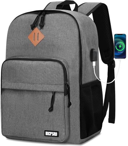 Lightweight Backpack for Men Women, School Backpack for Girls Boys Teen, College High School Backpack with USB Charging Port, Simple Daily use Bookbag, Kids Book Bag, Mochilas Escolares para, Grey - color: C6-grey, size: 15.6 Inch