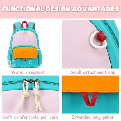 BTOOP Kids Backpack for Boys Girls 3-6, Preschool Kindergarten Backpack with Insulated Lunch Compartment & Chest Strap, Cute Lightweight School Travel Bag Fits A4 Folder - color: Pink-blue, size: Age 3-6 (14.5" H Fit Folder)