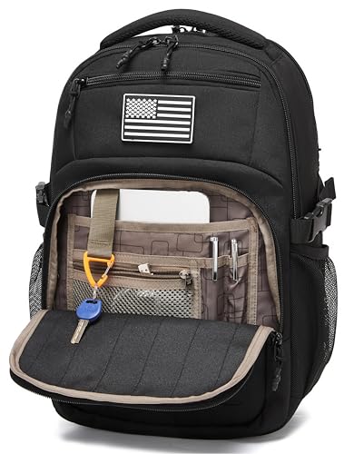Wotony Military tactical backpack Laser-Cut MOLLE Webbing, backpack for men black small tactical assault bag (Black, 18.5 inch) - color: Black, size: 18.5 inch