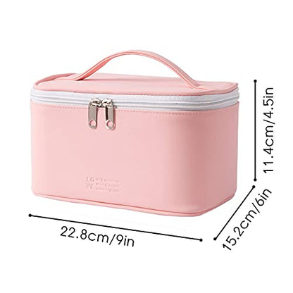 Meiyuuo Makeup Bag Large Cosmetic Bags for Women Girls Cute Travel Zipper Pouch Toiletry Organizer for Beauty Essentials Waterproof (Light Pink) - color: Light Pink