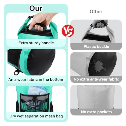 Pimoys Dry Bag, 25L Waterproof Backpack, Dry Bags Kayak for Women Men, Roll Top Outdoor Travel Bag for Boating, Kayaking, Fishing, Hiking, Rafting(Lake Blue) - color: Lake Blue