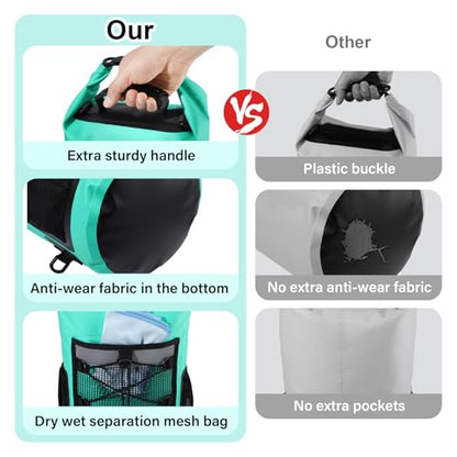 Pimoys Dry Bag, 25L Waterproof Backpack, Dry Bags Kayak for Women Men, Roll Top Outdoor Travel Bag for Boating, Kayaking, Fishing, Hiking, Rafting(Lake Blue) - color: Lake Blue