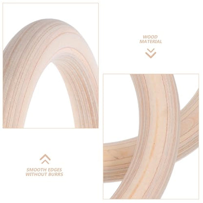 VALICLUD Wooden Gymnastic Rings Set 2pcs with Adjustable Straps for Home Gym Strength Training and Full Body Workout Fitness Rings for Men and Cross-Training