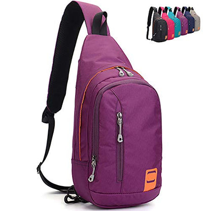 Peicees Small Sling Backpack Waterproof Unisex Shoulder Bag Chest Crossbody Daypack - color: 2_purple, size: Large