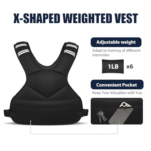 Ragebby Adjustable Weighted Vest for Women Men, 4-10lb/12-18lb/ Vest with 6 Ironsand Weights, Weight Vest with Reflective Strip for Running, Walking, Exercise, Strength Training - size: 12-18LB