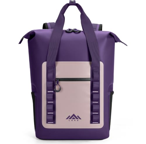 Lekesky Backpack Cooler, 30L Soft Lightweight Cooler Bag, Waterproof for Beach, Travel, Camping, Picnic, Hiking (20 CAN Grey) - color: Purple