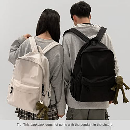 Beige School Backpack for Girls Water Resistant High School Book Bag Simple Backpack for Teens Boys Girls, Lightweight Middle School Back Pack Daypack - color: Beige