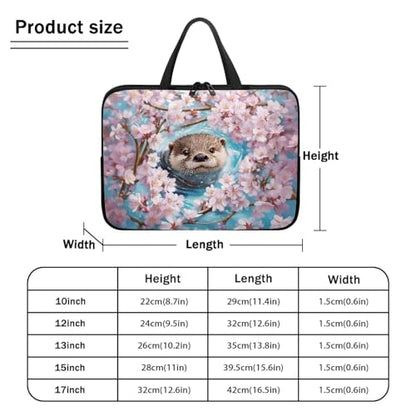 Cherry Blossom Otter Laptop Case, 10 Inch Laptop Sleeve Water Resistant Computer Carrying Case Handbag Briefcase, Compatible with Tablet/Notebook/Reader for Women Ladies - color: Cherry Blossom Otter, size: 10 Inch