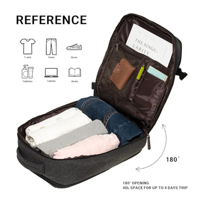 KAUKKO Thick Canvas Travel Backpack, Flight Approved Carry On Backpack with Shoe Pouch and 15.6 inch Laptop Compartment, 40L Luggage Casual Daypack Weekender Bag 10-BLACK - color: 10-black