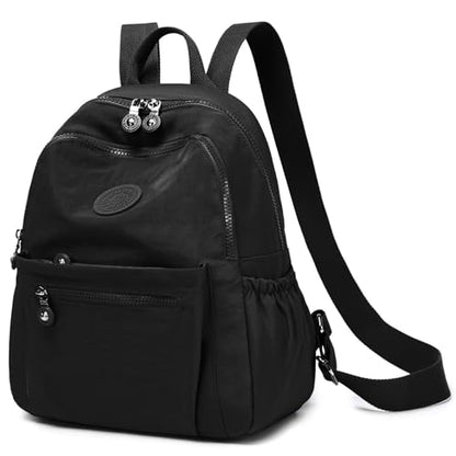 Mini Backpack Purse for Women Lightweight Nylon Casual Bag Small Daypacks for Work Travel (A Black) - color: A Black