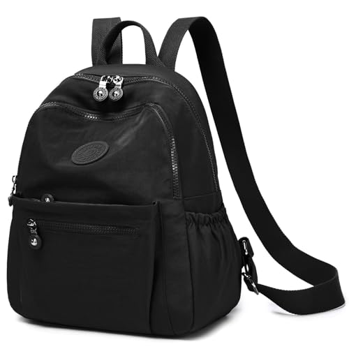 Mini Backpack Purse for Women Lightweight Nylon Casual Bag Small Daypacks for Work Travel (A Black) - color: A Black