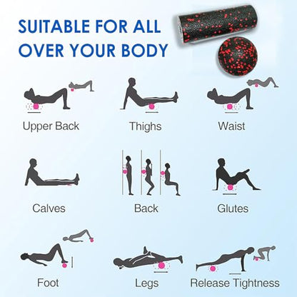 Extra Mini Foam Roller - High Density Massage Roller, Extra Small Yoga Roller for Physical Therapy, Myofascial Release, Deep Tissue & Muscle Recovery of Arms and Legs - color: Red