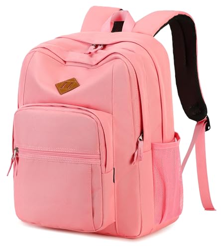 abshoo Girls Solid Color Backpack For College Women Water Resistant School Bag (Peach Pink) - color: Peach Pink, size: Medium