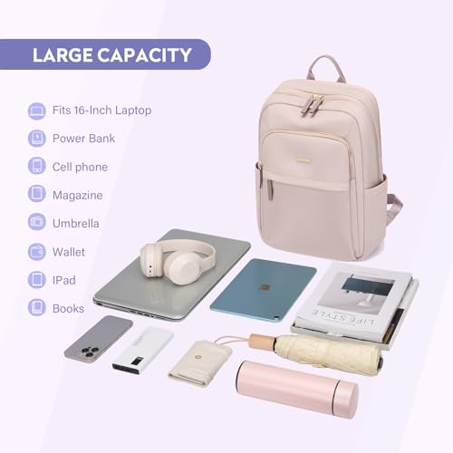 Hiking Travel Backpack for Women Casual Business Weekender Multilayer Laptop Bag,16 Inch,Pink - color: A-pink, size: 16 Inch