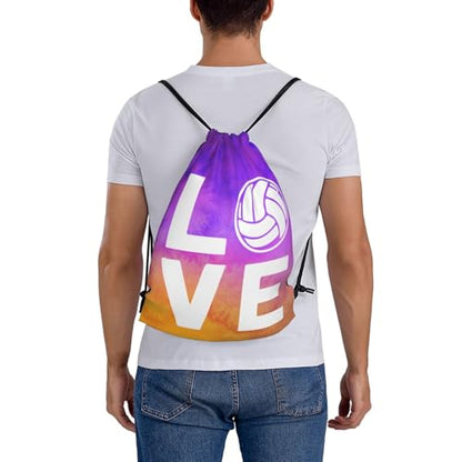 Love Volleyball Unisex Drawstring Backpack Bag Sport Gym Travel Swim Sackpack - color: Love Volleyball1