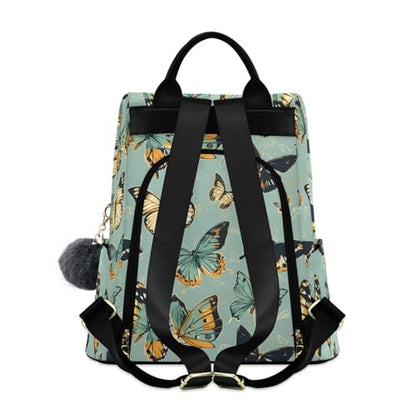 MNSRUU Women Backpack Purse Butterflies Colors Are Teal Backpack for Women Anti-theft Shoulder Bag Carry On Backpack Lightweight Rucksack Fashion Travel Ladies Bags - color: Butterflies A9216