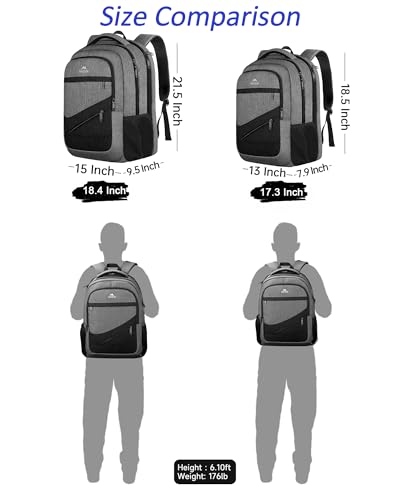 MATEIN 17 Inch Work Backpack for Men Women, Water Resistant Practical Travel Laptop Backpack with Anti Theft Pocket, Casual College Daypack Laptop Compartment TSA Friendly, Grey Black