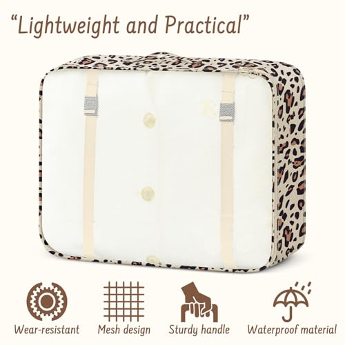 9 Set Packing Cubes for Travel Essentials - Lightweight Carry-On Luggage Organizer Bags with Shoe, Clothes & Laundry Bags for Airplane, Family & Business Travel, Leopard print - color: Leopard print