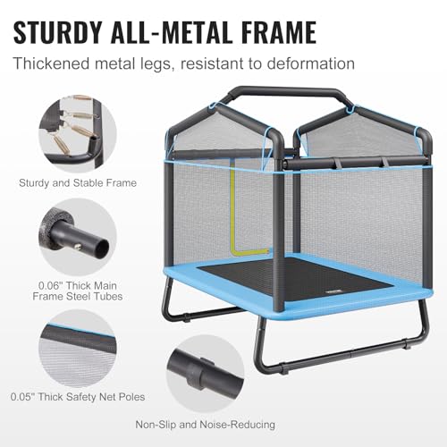 VEVOR 6FT Trampoline 72" Indoor/Outdoor Trampoline, Mini Trampolines with Safety Enclosure Net, Gymnastics Bar, Hammock, Recreational Trampoline Birthday