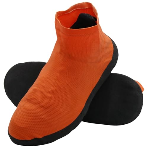 Waterproof Shoe Covers Upgraded,Rain Shoe Covers Reusable Latex Tear-resistant Non Slip Shoe Covers for Outdoor,Rain Shoe Covers for Women and Men (Upgrade Orange, Medium) - color: Upgrade Orange, size: Medium