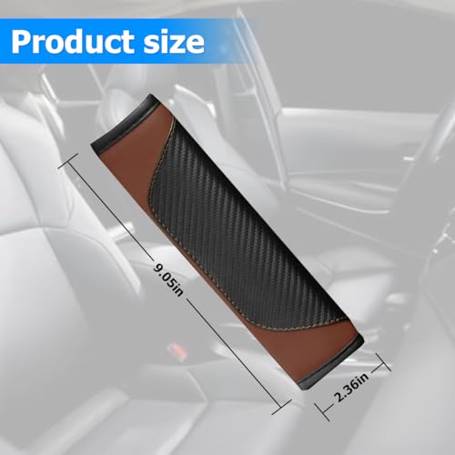AUCELI 2PCS Car Seat Belt Cover, Carbon Fiber Seatbelt Shoulder Strap Covers, Breathable Leather Soft Harness Pad Protect Your Neck and Shoulder Compatible with Cars - color: Black/Coffee