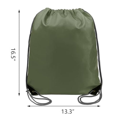 BeeGreen 20 Packs Army Green Drawstring Backpack Bags Wholesale Bulk Cinch Bags Heavy Duty String Backpack Machine Washable Lightweight Sackpack Outdoor Sport Bags for Women Men - color: Army Green