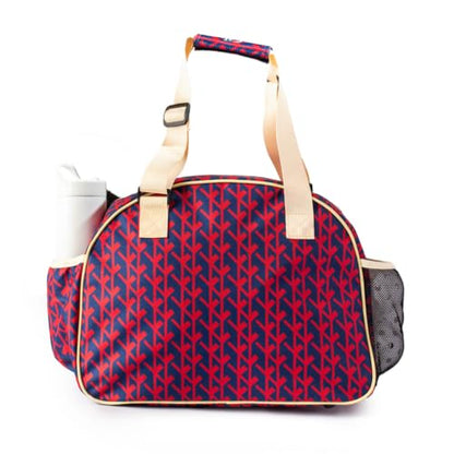 Pik’le’Ball Sport Premium Women's Pickleball Bag – Stylish and Versatile Sports Bag with Water Bottle Holder, Padded Paddle Pocket, and Spacious Design (fits 2+ Paddles!) - color: Court Couture Navy