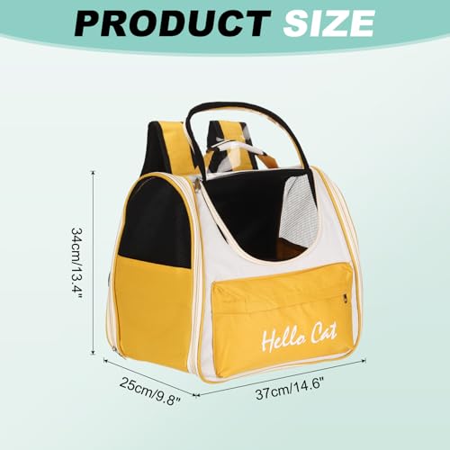 Cat Backpack Carrier, Large Space & Breathable, Ventilated Mesh Design Pet Backpack for Cats or Small Dogs, Intended for Hiking/Camping/Traveling (Yellow, 14.6"x9.8"x13.4") - color: Yellow