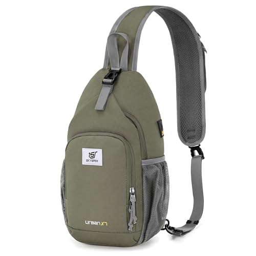 SKYSPER Sling Bag RFID Crossbody Sling Backpack Cross Body Shoulder Bag Travel Hiking Daypack for Women Men(Light Taupe) - color: Light Taupe
