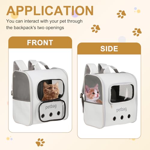 Pet Backpack Carrier, Portable and Ventilated, Oxford Cloth, Dogs Cats and Small Animal Travel Bag 14.17", (White, 1 Pcs), Intended for Hiking/Camping/Traveling - color: White