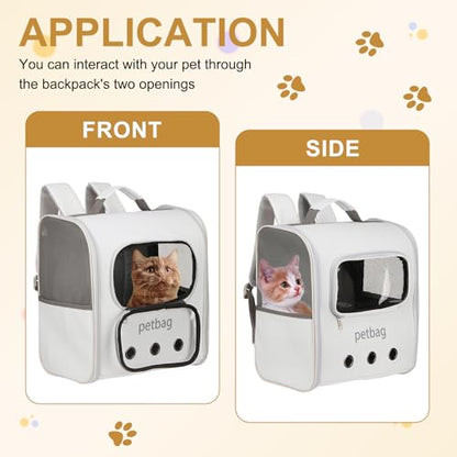 Pet Backpack Carrier, Portable and Ventilated, Oxford Cloth, Dogs Cats and Small Animal Travel Bag 14.17", (White, 1 Pcs), Intended for Hiking/Camping/Traveling - color: White
