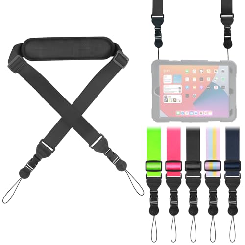 FIEIL Universal Shoulder Strap, Neoprene Padded Bag Strap with Double Adjustable Buckles, Replacement Comfortable Neck Lanyard for Camera, Cellphone Tablet,iPad, Laptop, Luggage Bag, Binocular(Black) - color: 1-pack-black