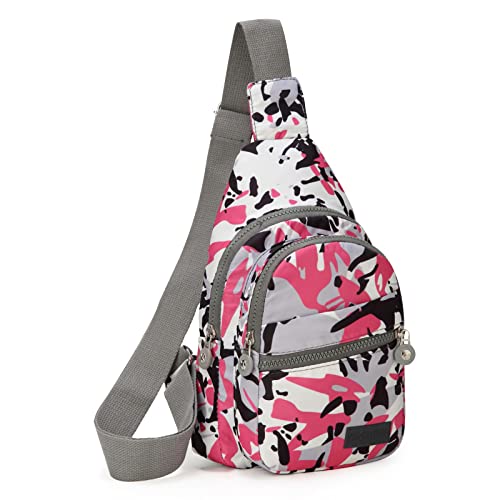 EVANCARY Small Sling Bag Crossbody Bags for Women Men, Sling Backpack Chest Daypack Cross Body Bag for Travel Outdoor - color: R Multicolor Red