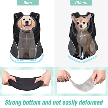 YUDODO Dog Front Carrier Backpack, Adjustable Breathable Pet Carrier for Small Dogs Cats, Ventilated Puppy Back Pack with Safety Belt, Lightweight Doggy Backpack for Hiking Outdoor (Black, M) - color: Black