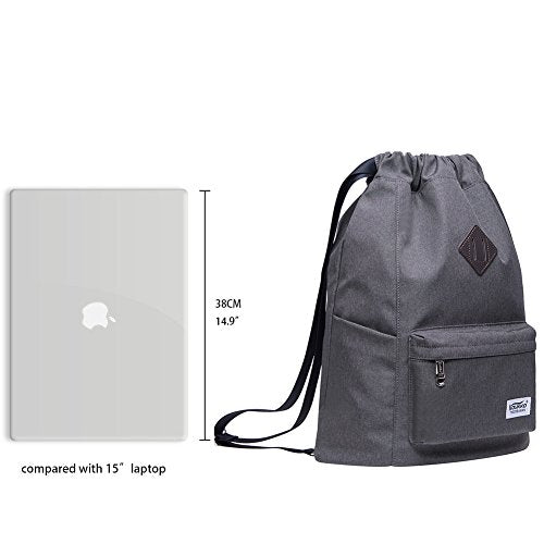 KAUKKO Drawstring Sports Backpack Gym Yoga Bag Shoulder Rucksack for Men and Women(2031-GRAY) - color: Dark Grey2031