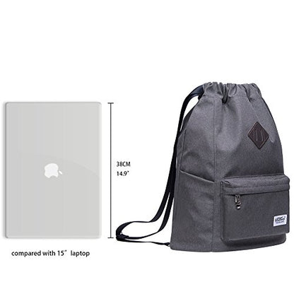 KAUKKO Drawstring Sports Backpack Gym Yoga Bag Shoulder Rucksack for Men and Women(2031-GRAY) - color: Dark Grey2031
