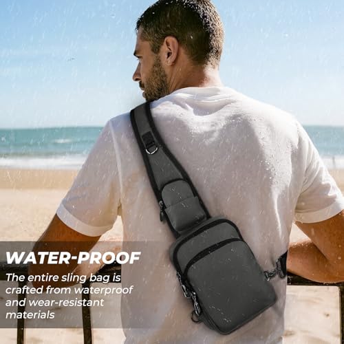 Anti-Theft Crossbody Sling Bag, RFID Blocking, Zipper Lock, Small - color: Grey