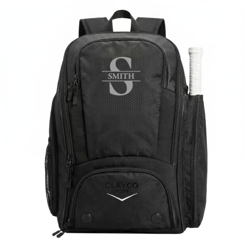 Personalized Pickleball Backpack - Large Pickle Ball Bag with Shoe Compartment, Fence Hook, Paddle Holder - Gifts for Men & Women - color: All Black