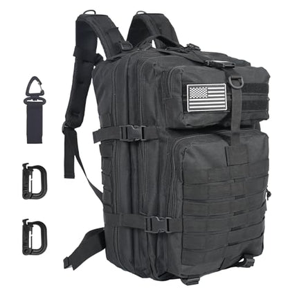 50L Large Military Tactical Backpack Molle Army Assault Pack for Travel Camping Hiking Fishing Backpack for men(black) - color: Black