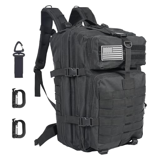 50L Large Military Tactical Backpack Molle Army Assault Pack for Travel Camping Hiking Fishing Backpack for men(black) - color: Black