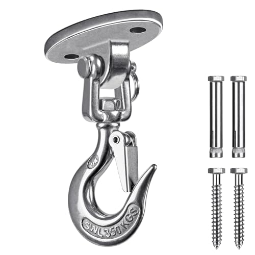 BeneLabel Ceiling Swing Hanger with 360°Swivel Hook 1000 LB Capacity Swing Hardware Stainless Steel Ceiling Swing Mount for Hanging Chair, Aerial Silks, Hammock, Porch Swings, Heavy Bag - color: Silver Swing Hanger With Swivel Hook(1 Pack)