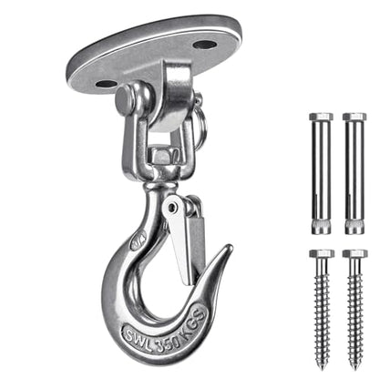 BeneLabel Ceiling Swing Hanger with 360°Swivel Hook 1000 LB Capacity Swing Hardware Stainless Steel Ceiling Swing Mount for Hanging Chair, Aerial Silks, Hammock, Porch Swings, Heavy Bag - color: Silver Swing Hanger With Swivel Hook(1 Pack)