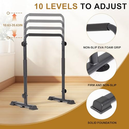 BARWING Dip Bars Dip Station with Adjustable Ultra-Stable Settings And Non-Slip Feet Dip Stand for Home Stabilizer Parallette Push Up Stand 2025 New Version