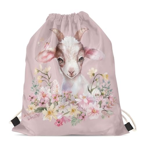 Upetstory Goat Drawstring Bag for Women Teen Girls Kids Drawstring Backpack Sports Gym Sackpack Cinch Storage Pouch Small Travel Backpacks Shopping Beach Swimming - color: 1 Goat