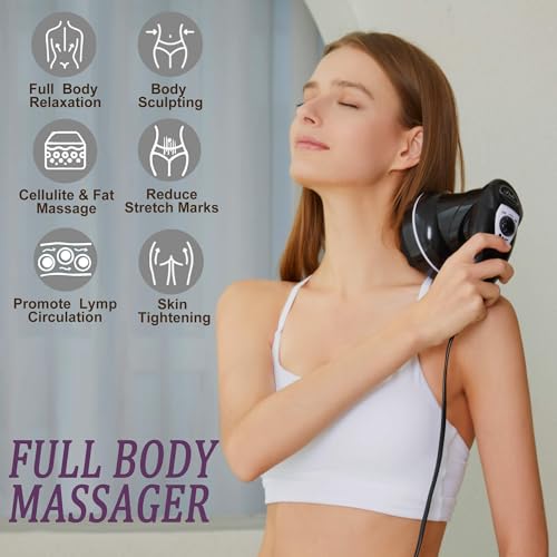 DS SAVORING Body Sculpting Machine for Women - 6-Speed Cellulite Massage & Lymphatic Drainage Device with Lipo Roller, Handheld Home Use for Belly Fat, Stomach, Thighs & Buttocks Sculpting - style: 4 Heads