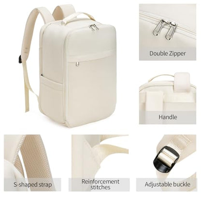 GAEKEAO Travel Backpack 15.6" Laptop Backpack for Men and Women Casual Daypack for Work Business Weekender College Beige - color: Beige